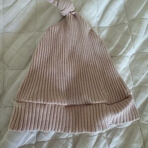 Ribbed Pink Knotted Baby Beanie